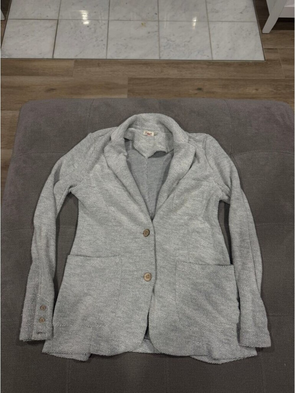 Faherty Gray Knit Blazer Jacket Womens S Textured Cotton